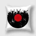 Funda de cojín nórdica con disco de vinilo y silueta de multitud en fondo blanco - Disco de Vinilo Rock Fondo Blanco (8)DM328 / 45x45cm (Sin Relleno)