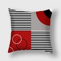 Funda de cojín cuadrada geométrica moderna con rayas rojas y negras para el sofá - Geométrico Abstracto Moderno de Cuatro Cuadrantes (9)DM328 / 45x45cm (Sin Relleno)