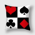 Funda de cojín nórdica con símbolos de cartas de póker rojos y negros en cuadrícula - Combinación de Rejilla de Cuatro Palos de Póker (12)DM328 / 45x45cm (Sin Relleno)