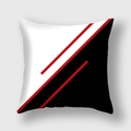 Funda de cojín geométrica blanca y negra con rayas rojas para decoración de sofá - División Diagonal Negro Blanco Barras Rojas (13)DM328 / 45x45cm (Sin Relleno)
