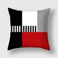 Funda de cojín geométrica roja y negra con diseño moderno de estilo nórdico - Rayas Centrales Geométricas Rojo Negro Blanco Gris (15)DM328 / 45x45cm (Sin Relleno)