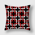 Funda de cojín nórdica moderna con patrón geométrico en rojo, negro y blanco - Rejilla Entretejida Geométrica Rojo Negro Blanco (16)DM328 / 45x45cm (Sin Relleno)