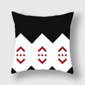 Funda de cojín nórdica con patrones geométricos negros y blancos y detalles rojos - Símbolo Geométrico Rojo Zigzag Negro Blanco (19)DM328 / 45x45cm (Sin Relleno)
