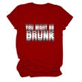 Détail du t-shirt rouge en coton avec col rond et impression du slogan original - Rouge