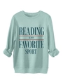 Detail of the ribbed cuffs and high-quality fabric on a mint green printed sweatshirt - Light Green