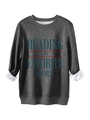 Detail of dark grey sweatshirt showing the thick white fleece lining and reading print - Dark Gray