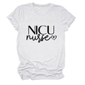Detail of NICU Nurse white cotton t-shirt featuring black lettering and heart icon - S / Sand (Black Font)
