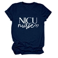 Detail of NICU nurse navy t-shirt featuring rolled sleeves and soft cotton fabric texture - S / Navy Blue (White Font)