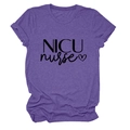 Close-up of NICU nurse typography and heart design on a soft purple cotton T-shirt - S / Purple (Black Text)