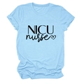 Light blue NICU Nurse cotton T-shirt with heart graphic and casual crew neck - S / Light Blue (Black Font)