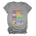 Detail van grijs katoenen docent t-shirt met kleurrijke educatieve prints en tools - S / donkergrijs