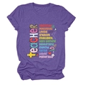 Dettaglio della grafica per insegnanti con scritte leopardate su t-shirt viola melange - Taglia S / Viola