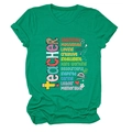 Dettaglio di una t-shirt verde smeraldo con stampa colorata motivazionale per insegnanti - Taglia S / Verde Scuro