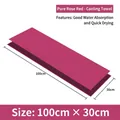 Rose red cooling sports towel for fitness and running, size 100cm x 30cm, quick-dry fabric - 100x30cm / Solid Rose Red