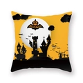 Halloween pumpkin cushion cover with moon and castle silhouette on orange peach skin fabric - Orange Moon Ancient Castle (21HW1-19)