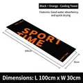 Quick-dry cooling sports towel in black and orange, 100x30cm size for gym and running - 100x30cm / Black + Orange