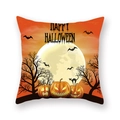 Halloween pumpkin cushion cover with bats and moon in orange and black finish - Orange Cartoon Pumpkin (21HW1-23)