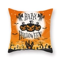 Halloween pillow cover with Happy Halloween text, pumpkins, and ghosts on orange peach skin - Orange Classic Full Elements (21HW1-24)