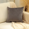 Deep charcoal grey velvet cushion cover on a beige sofa with a cozy knit blanket - 45x45cm / Charcoal Gray