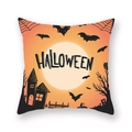 Halloween pumpkin cushion cover with orange moon and silhouette castle design - Orange Gradient Ancient Castle (21HW1-27)