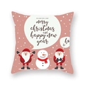 Housse de coussin rose avec Père Noël, bonhomme de neige et vœux de joyeux Noël - 45x45cm / Groupe de Noël rose (19XMAS3-14)