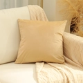 Champagne velvet pillow cover on sofa with a soft textured finish and hidden zipper - 45x45cm / Chestnut