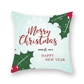 Housse de coussin de Noël avec feuilles de houx et neige blanche sur fond vert clair - 45x45cm / Houx et flocons de neige vert clair (19XMAS3-13)
