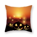 Halloween pillowcase featuring three Jack-o'-lantern pumpkins on orange-black background - Three Jack-o'-Lantern Illustration (21HW1-1)