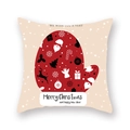 Housse de coussin de Noël avec silhouette de moufle rouge et motifs festifs de rennes - 45x45cm / Silhouette de moufle rouge beige (19XMAS3-11)