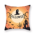 Halloween pumpkin peach skin pillow case featuring orange gradient background with witch hat - Gradient Witch Hat Collection (21HW1-29)