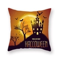 Halloween pumpkin cushion cover with full moon, castle and bats illustration - Castle Full Moon Bat (21HW1-4)