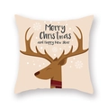 Housse de coussin de Noël nordique avec motif de renne et texte Merry Christmas - 45x45cm / Vœux de renne en dessin animé beige (19XMAS3-18)