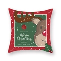 Housse de coussin de Noël motif renne avec flocons rouges et décorations festives - 45x45cm / Demi-renne rouge en dessin animé (19XMAS3-28)