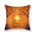 Halloween pumpkin pillowcase with Happy Halloween text and bat silhouettes on orange moon - Sunset Full Moon Withered Tree (21HW1-8)