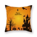 Halloween pumpkin cushion cover with haunted castle and witch design for sofa - Pumpkin Castle Witch Full Map (21HW1-7)