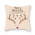 Housse de coussin de Noël beige en peau de pêche avec motif de cornes de renne - 45x45cm / Ornement renne au nez rouge beige (19XMAS3-24)