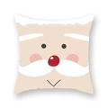 Housse de coussin carrée Père Noël avec motif minimaliste sur tissu peau de pêche - 45x45cm / Visage du Père Noël minimaliste beige (19XMAS3-6)
