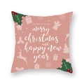 Housse de coussin de Noël rose avec rennes blancs et motifs festifs de flocons - 45x45cm / Silhouette de Noël gris-rose (19XMAS3-23)