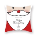 Housse de coussin carrée en peau de pêche avec motif Père Noël pour décor de Noël - 45x45cm / Visage du Père Noël rouge en dessin animé (19XMAS3-8)