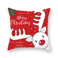 Taie d'oreiller renne de Noël en peau de pêche avec fond rouge et motifs flocons - 45x45cm / Renne au nez rouge rouge (19XMAS3-9)