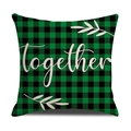 Funda de cojín a cuadros verdes con texto Together blanco para decoración - Estilo Together (22YM22-4) / Cuadrado Estándar (Sin relleno)