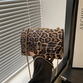 Vintage leopard print square crossbody bag with gold chain strap and oval buckle - Leopard Brown