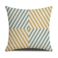 Linen pillowcase with teal and mustard yellow geometric nested diamond pattern - Cotton Linen 45*45cm (Cover Only) / Blue Yellow Nested Diamond (SXYM14-22)