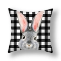 Oster-Kissenbezug mit Hasen-Motiv und schwarz-weißem Karomuster für Frühlingsdeko - Realistischer Hase Buffalo Plaid Stil (22DM15-1)