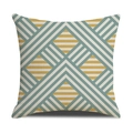 Linen cushion cover with geometric yellow and grey grid pattern on white background - Linen 45*45cm (Pillowcase Only, No Core) / Gray Blue Yellow Geometric Square (SXYM14-1)