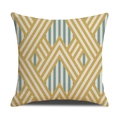 Nordic geometric linen pillowcase with yellow and blue-grey V-shaped chevron patterns - Linen 45*45cm (Pillowcase Only, No Core) / Yellow Blue-Gray V-shape Diamond Pattern (SXYM14-19)