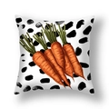 Oster-Kissenbezug aus Leinen mit Karotten auf schwarzem Polka-Dot-Hintergrund - Karotten Polka Dot Stil (22DM15-4)