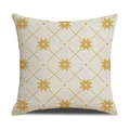 Linen pillowcase with yellow geometric octagonal star pattern on beige fabric - Linen 45*45cm (Without Core) / Gold Geometric Octagonal Star Grid (SXYM14-10)