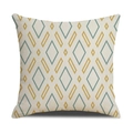 Nordic geometric linen pillowcase with turquoise and yellow diamond pattern print - Linen 45*45cm (Without Core) / Blue Yellow Geometric Diamond Lines (SXYM14-23)