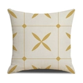 Nordic geometric linen pillowcase with yellow floral print on off-white fabric - Linen 45*45cm (Without Core) / Ginger Geometric Floral Lines (SXYM14-32)